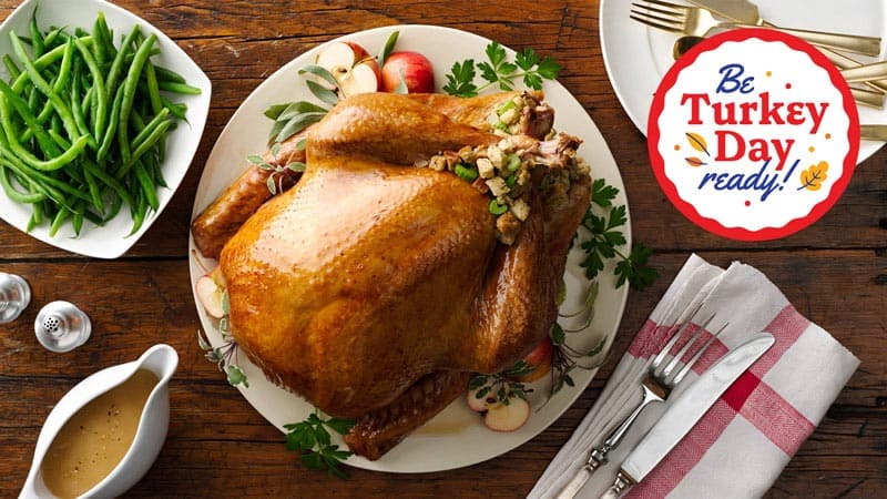 A cooked turkey on a table